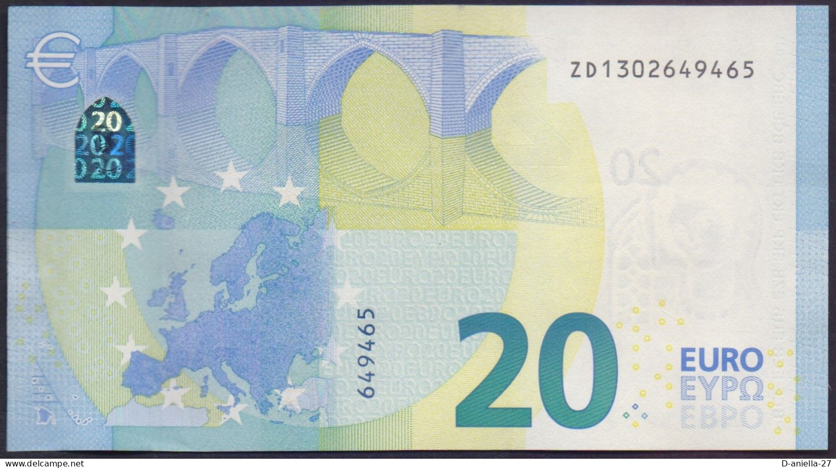 Belgien, 20 €uro ZD / Z020-D4, Draghi, Sehr Selten, Perfekt Unc. - 20 Euro