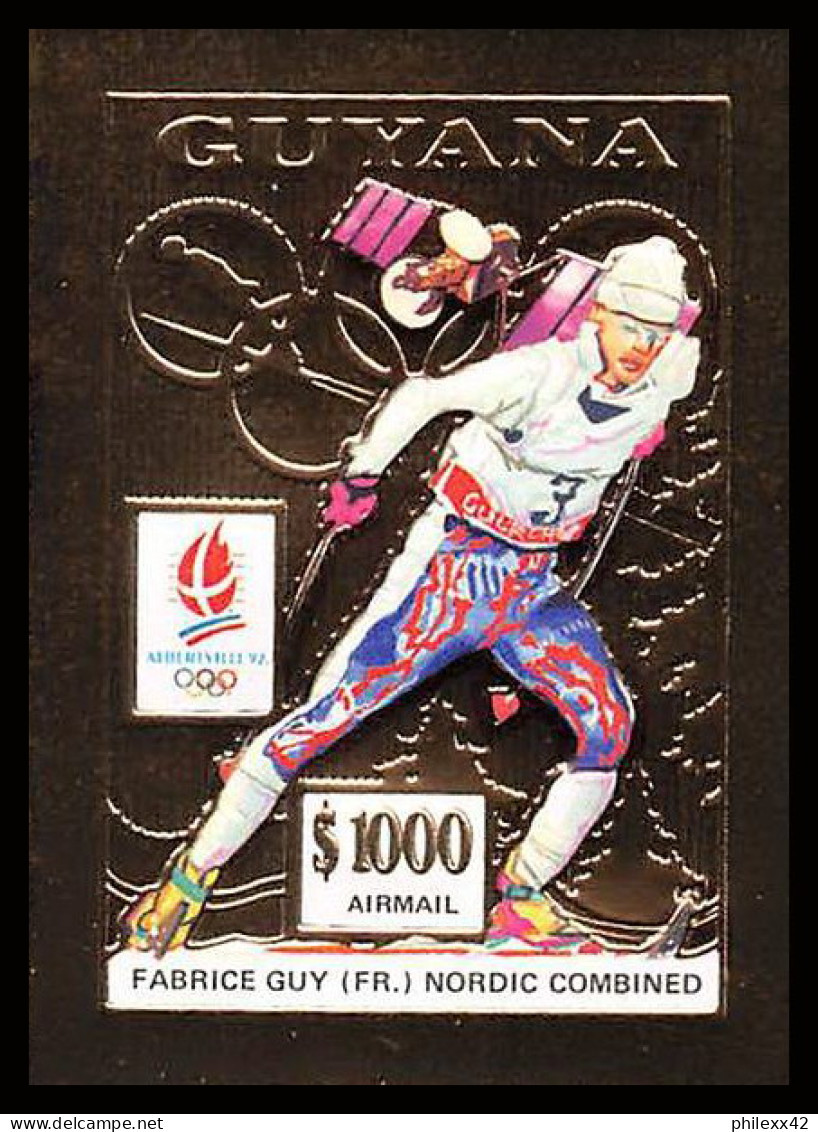 86155d/ Guyana Mi N°205 B Jeux Olympiques (olympic Games) Albertville 1992 FABRICE GUY Non Dentelé Imperf OR Gold ** MNH - Winter 1992: Albertville
