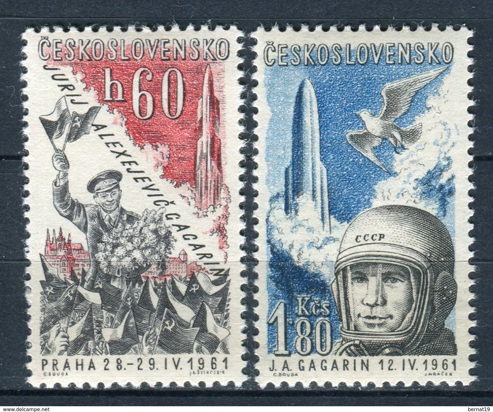 Checoslovaquia 1961. Yvert A 51-52 ** MNH. - Poste Aérienne
