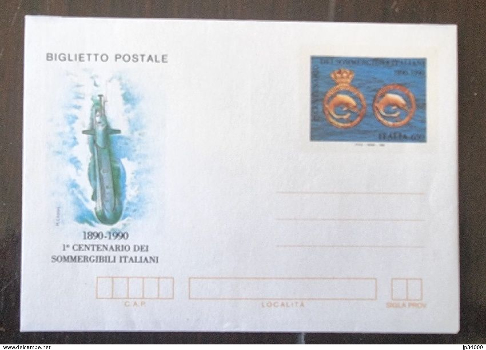 ITALIE Sous Marin, Entier Postal émis En 1990 NEUF/ 1er Centenaire Des Sous Marin Italiens - Sottomarini