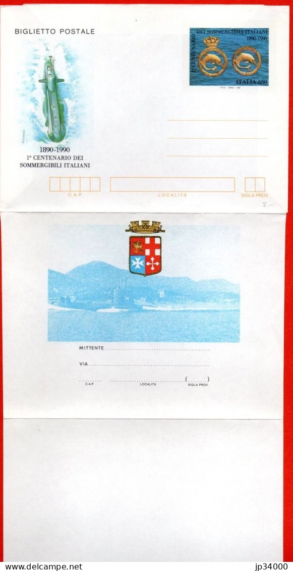 ITALIE Sous Marin, Entier Postal émis En 1990 NEUF/ 1er Centenaire Des Sous Marin Italiens - Sottomarini