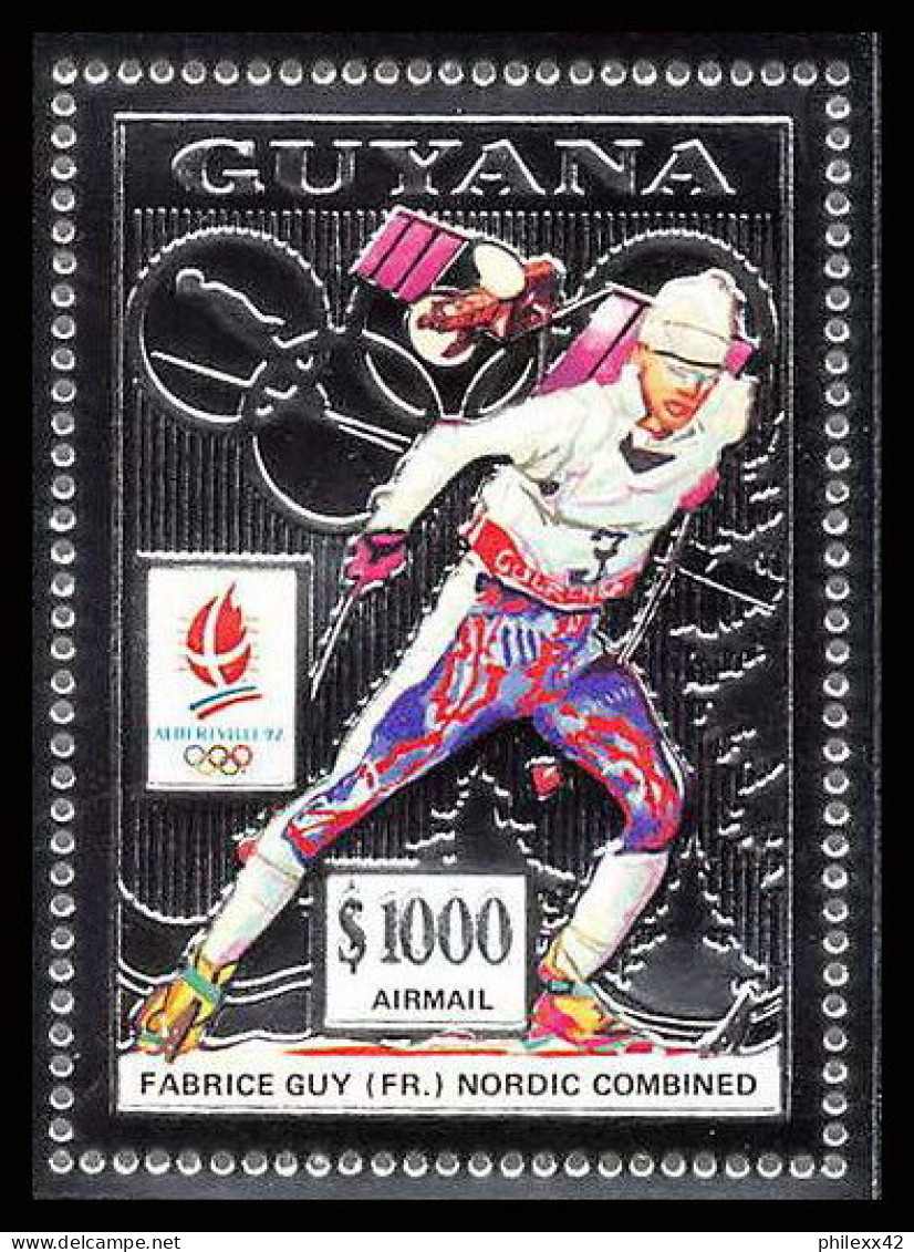 86156b/ Guyana Mi 206 A Jeux Olympiques Olympic Games Albertville 1992 FABRICE GUY Espace (space) Silver Argent ** MNH - Hiver 1992: Albertville