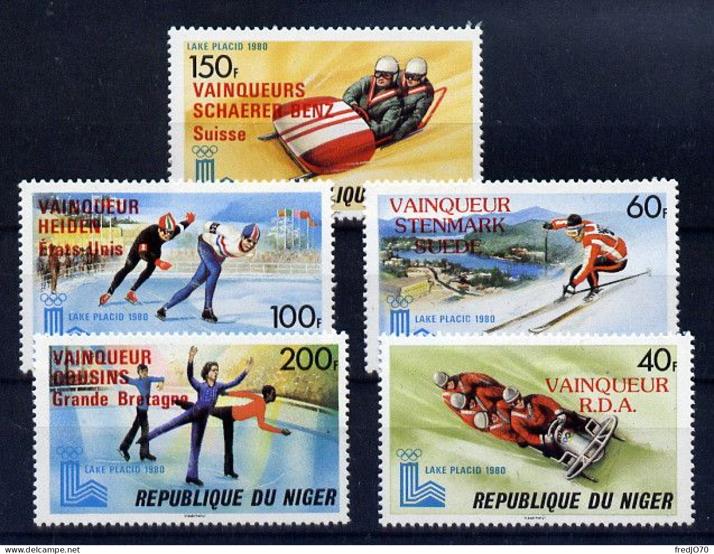 Niger Série Complète Surch. Rouge Red Ovpt JO 80 ** - Inverno1980: Lake Placid