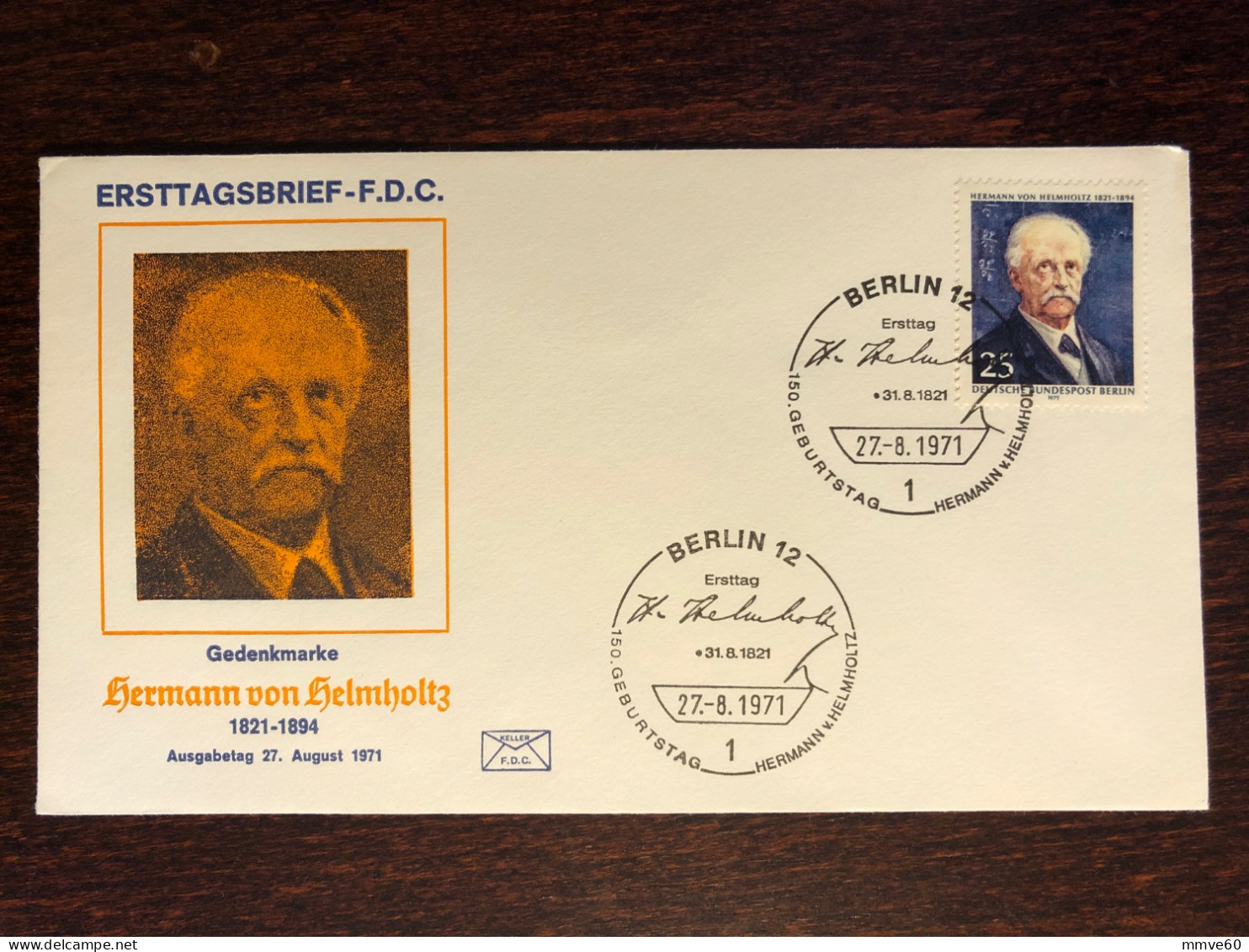 BERLIN GERMANY FDC COVER 1971 YEAR HELMHOLTZ OPHTHALMOLOGY HEALTH MEDICINE STAMPS - Covers & Documents