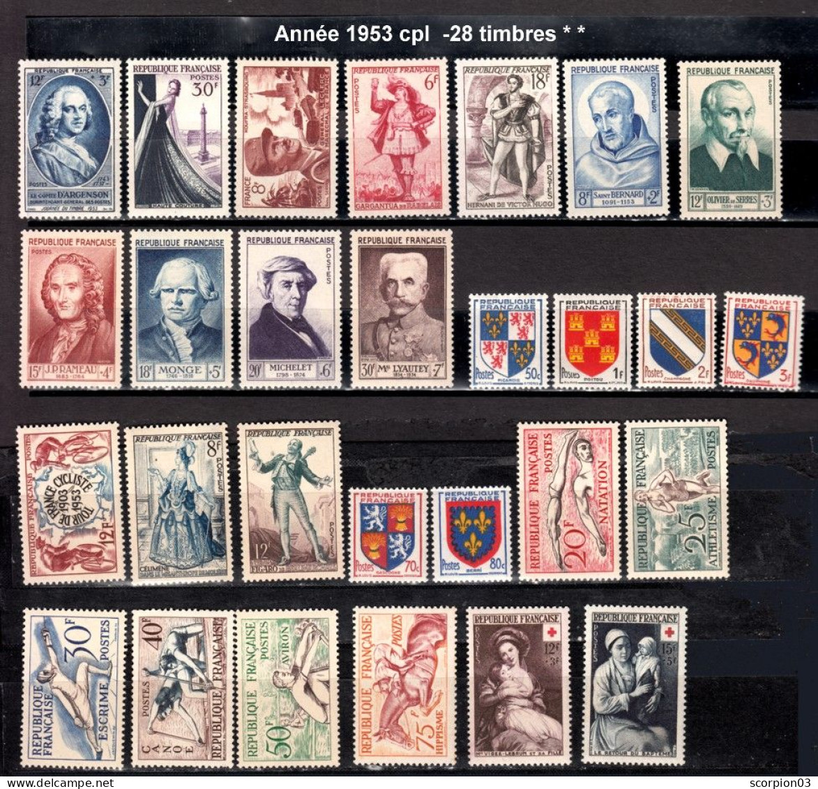 France Année Complete 1953 - 28 Timbres* * TB - 1950-1959
