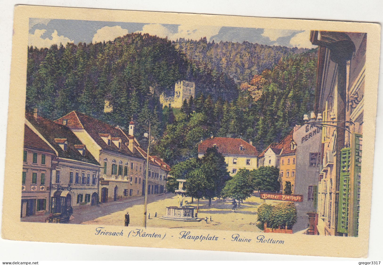 E4963) FRIESACH - Kärnten - Hauptplatz - Ruine ROTTURM - Alt !! 1922 - Friesach