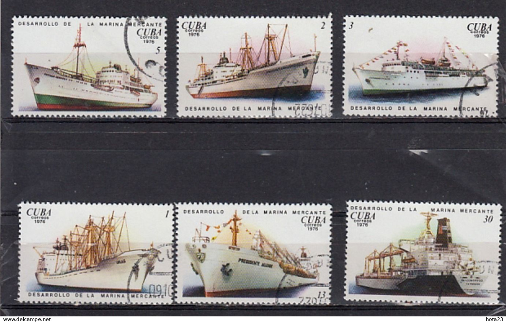 Cuba Caribbean Island 1976 -Cargo And Passenger Sips Complete Set. Mi ## 2162-2167  Used / Cto - Usados