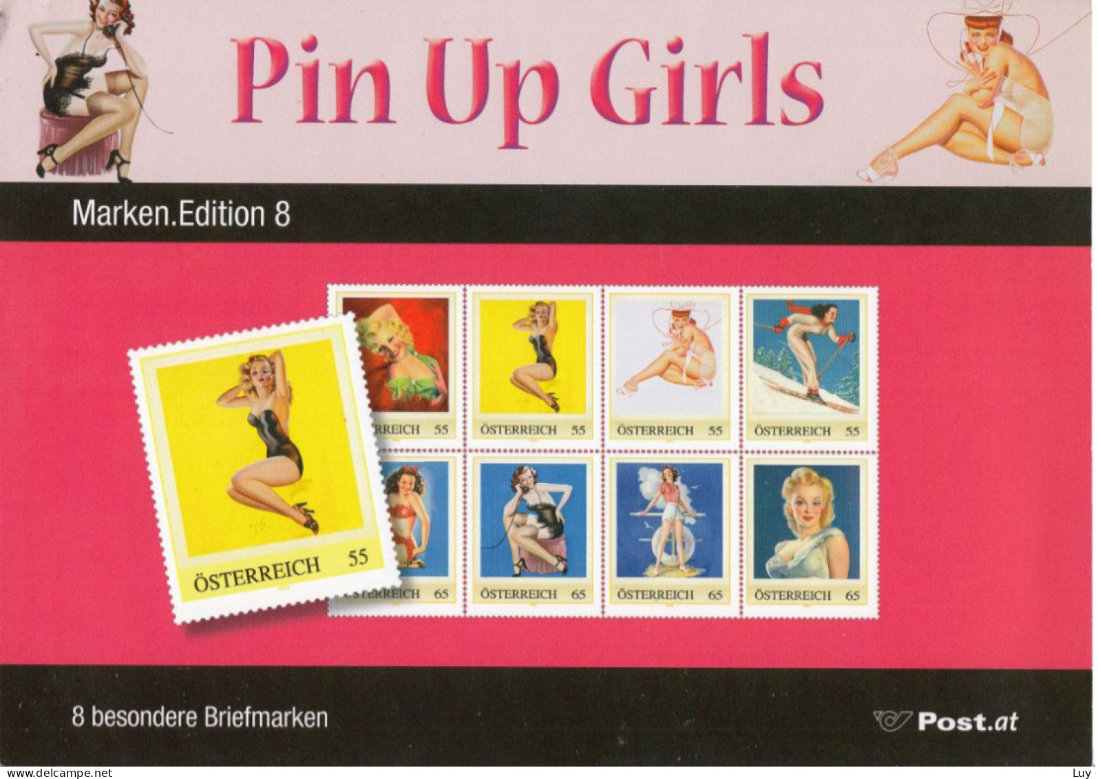 Austria, Österreich - Markenbuch - PIN UP GIRLS;  Markenbogen 8 Personalisierte Marken - Verzamelingen