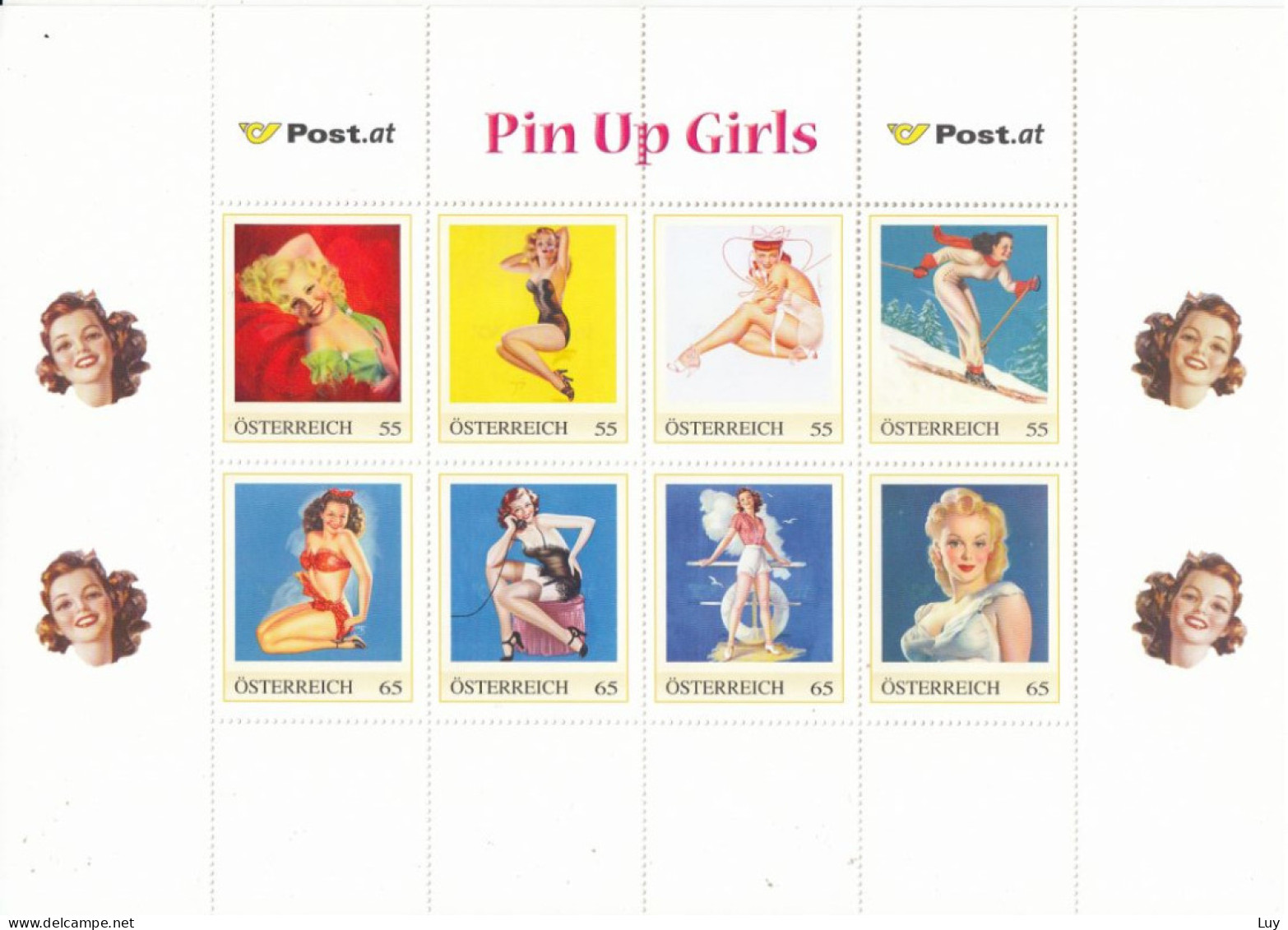 Austria, Österreich - Markenbuch - PIN UP GIRLS;  Markenbogen 8 Personalisierte Marken - Verzamelingen