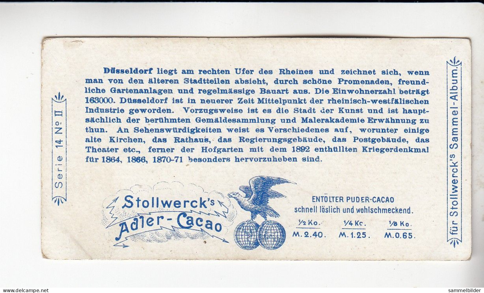 Stollwerck Album No 1  Rheinische Städte Düsseldorf     Gruppe 14 #2 Von 1897 - Stollwerck