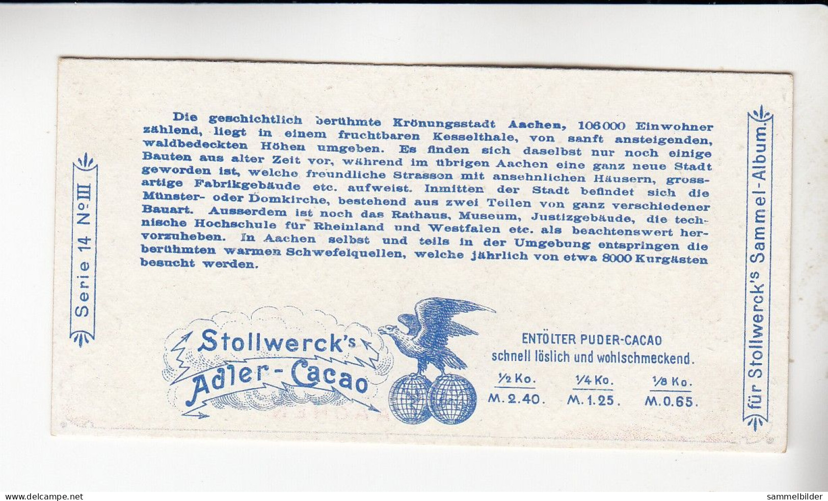 Stollwerck Album No 1  Rheinische Städte Aachen     Gruppe 14 #3 Von 1897 - Stollwerck