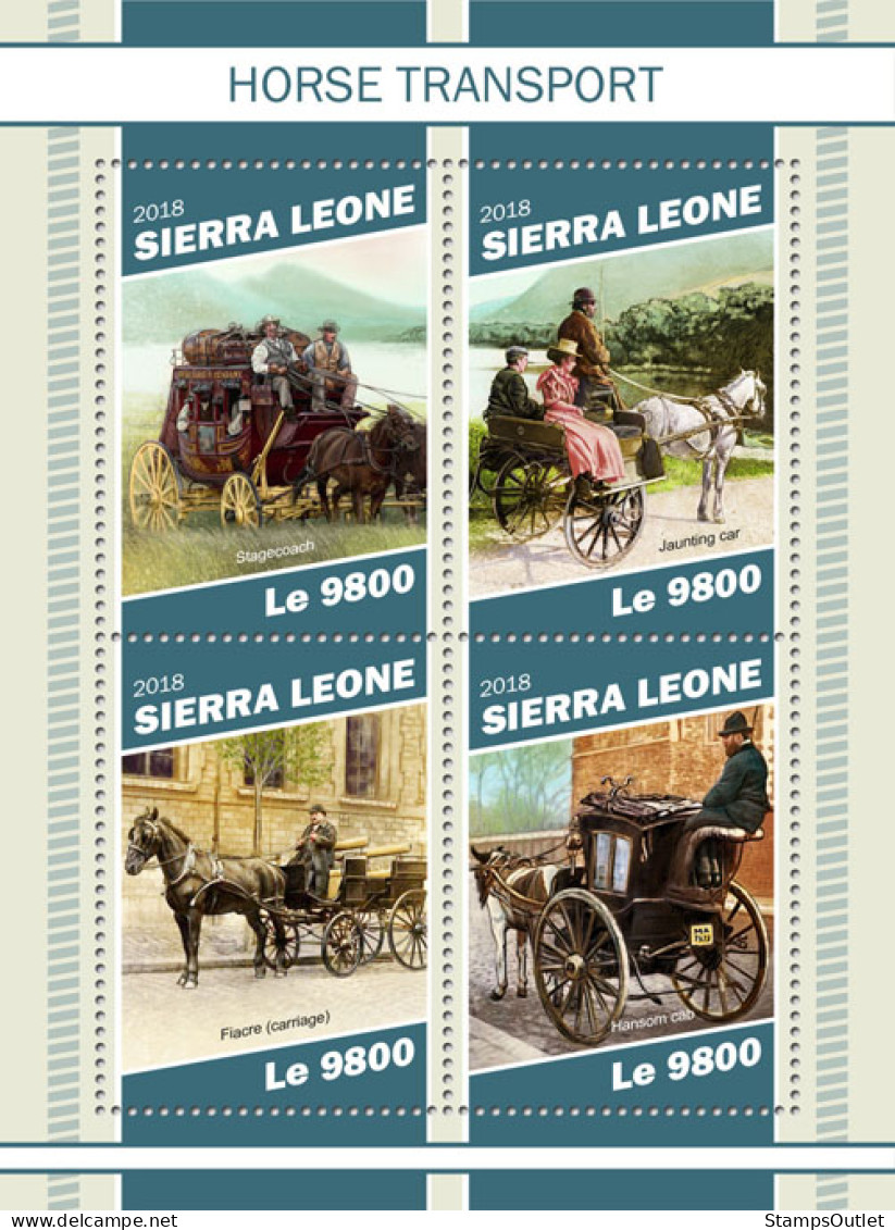  SIERRA LEONE  2018 MNH  Horse Transport  Michel Code: 10574-10577. Scott Code: 5104. Yvert&Tellier Code: 8558-8561 - Sierra Leone (1961-...)