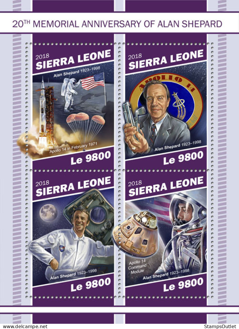  SIERRA LEONE  2018 MNH  Alan Shepard  Michel Code: 10564-10567. Scott Code: 5107. Yvert&Tellier Code: 8578-8581 - Sierra Leone (1961-...)