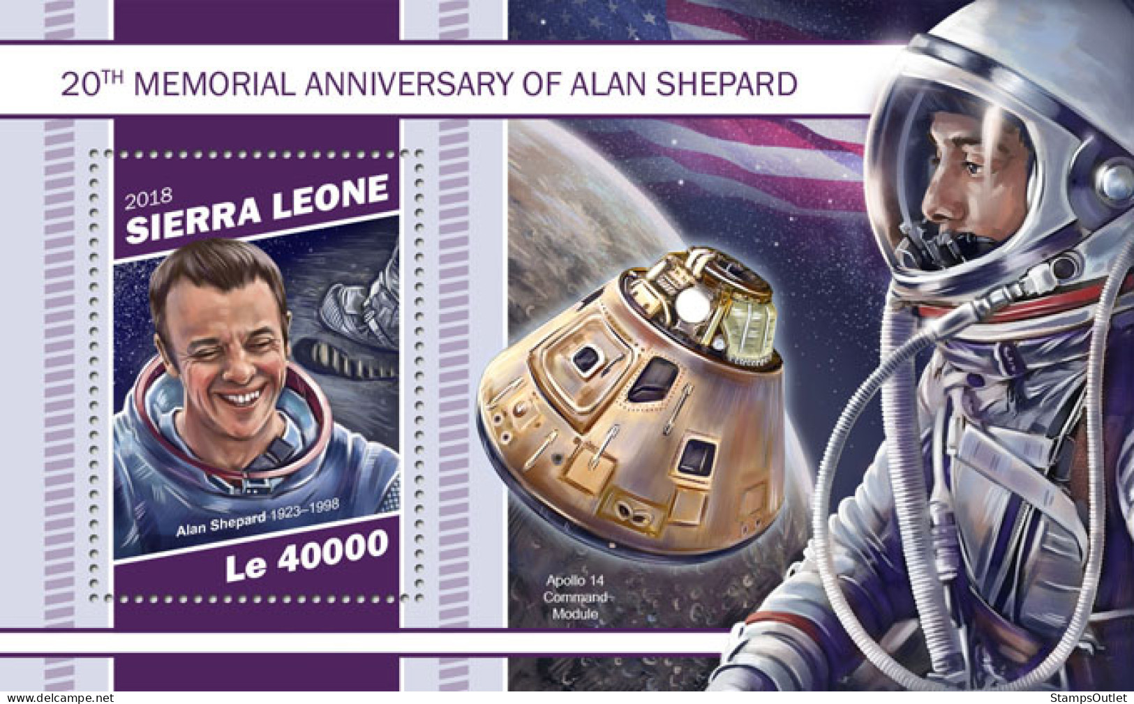  SIERRA LEONE  2018 MNH  Alan Shepard  Michel Code: 10568 / Bl.1619. Scott Code: 5125. Yvert&Tellier Code: 1601 - Sierra Leone (1961-...)