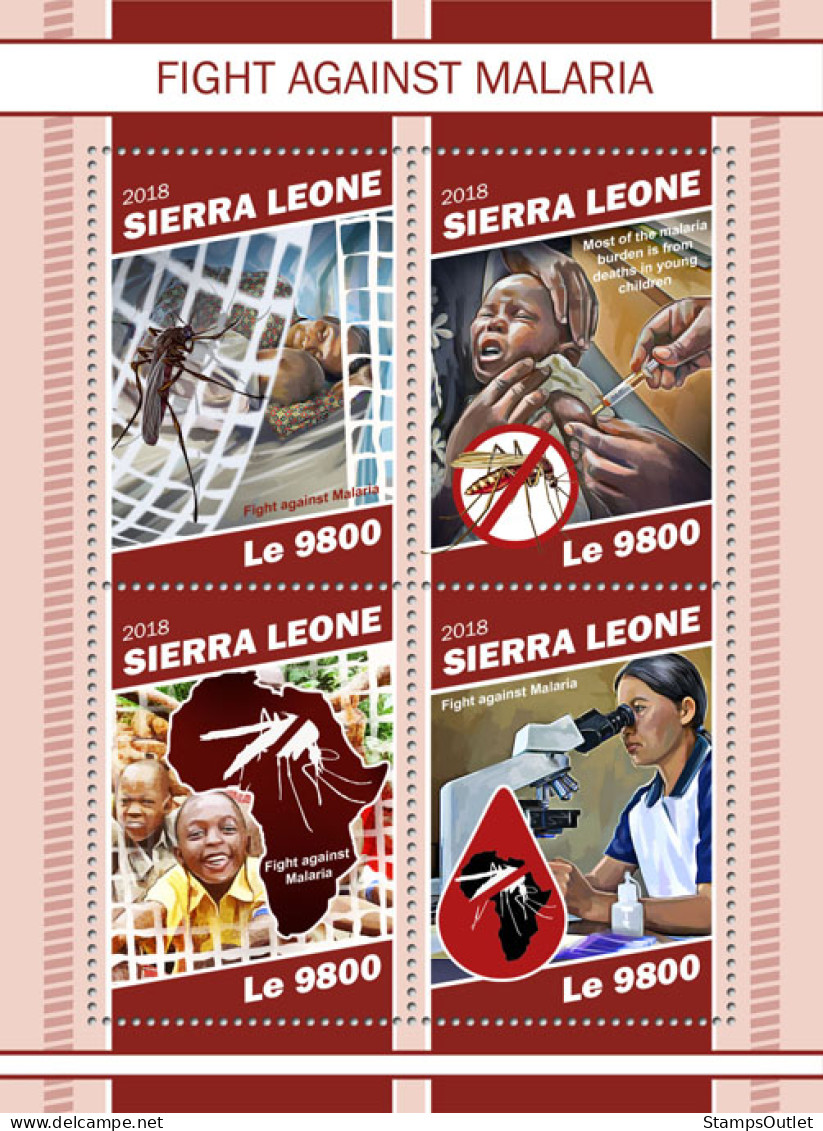  SIERRA LEONE  2018 MNH  Fight Against Malaria   Code: 10599-10602. Scott Code: 5103. Yvert&Tellier Code: 8582-8585 - Sierra Leone (1961-...)