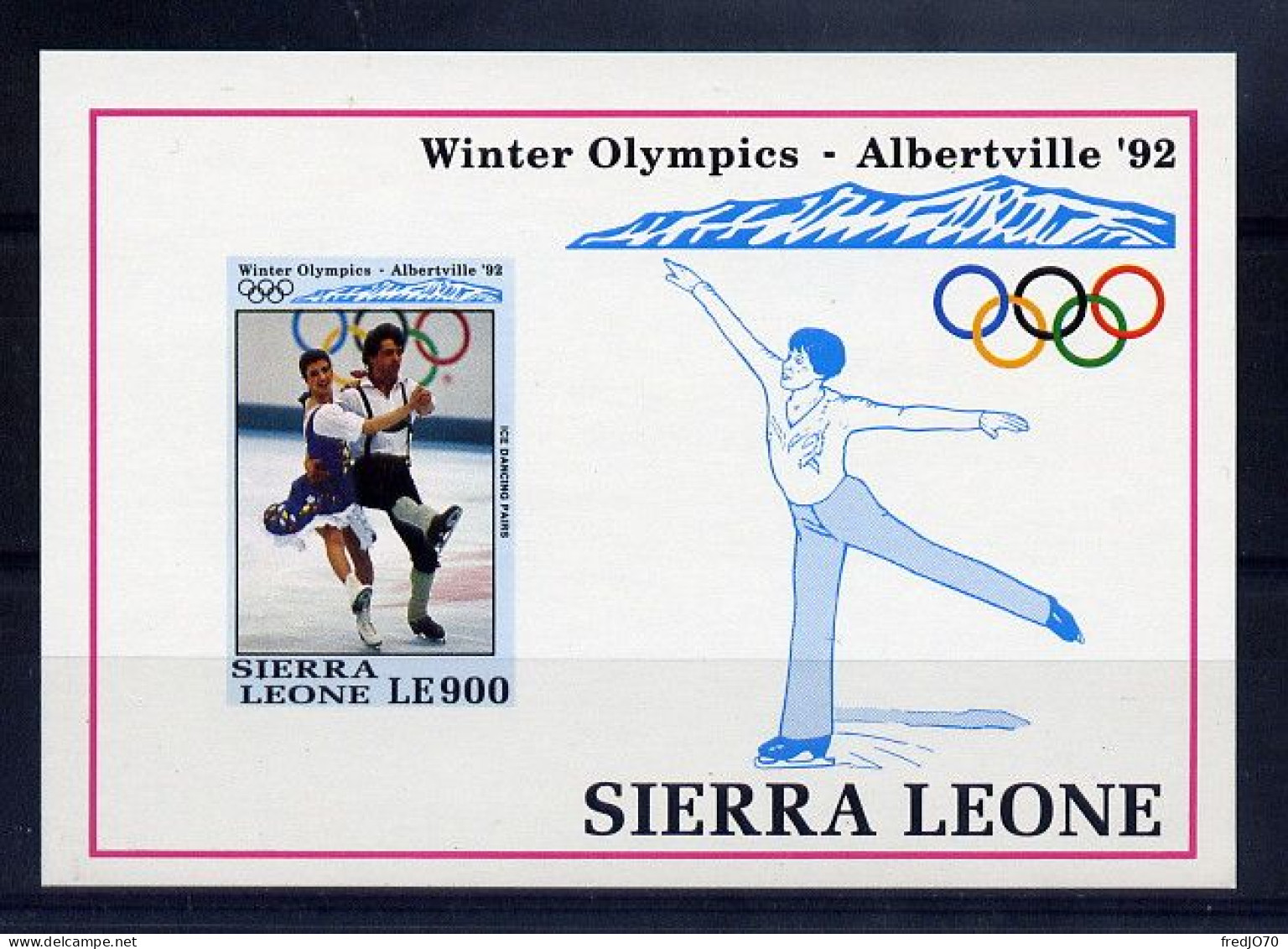 Sierra Leone Bloc Patinage Non Dentelé Imperf JO 92 ** - Winter 1992: Albertville