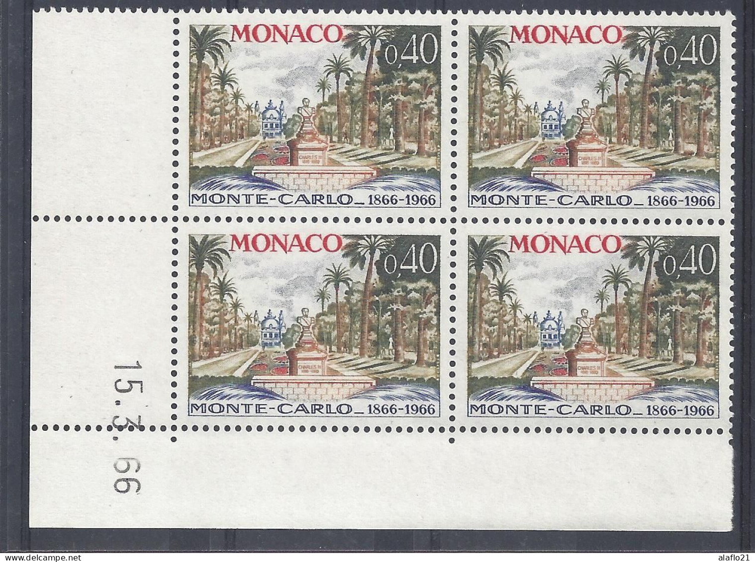 MONACO - N° 693 - CASINO - Bloc De 4 COIN DATE - NEUF SANS CHARNIERE - 15/3/66 - Unused Stamps