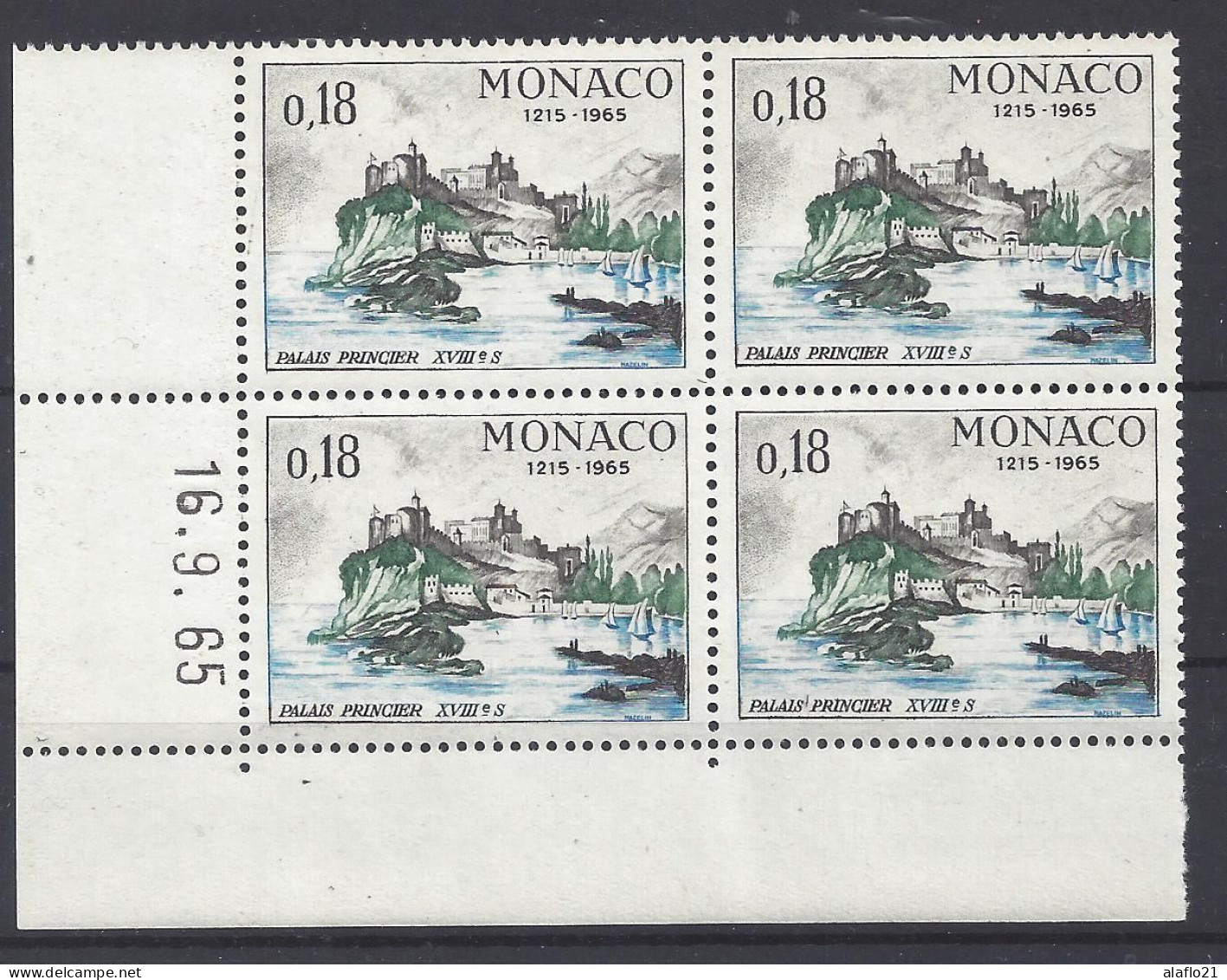 MONACO - N° 679 - 750e ANNIVERSAIRE PALAIS - Bloc De 4 COIN DATE - NEUF SANS CHARNIERE - 16/9/65 - Ungebraucht