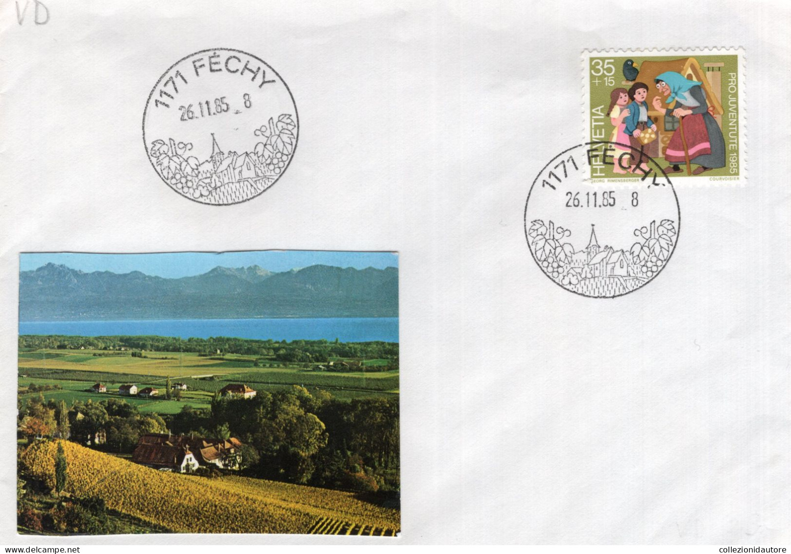 SWITZERLAND - FÉCHY - AFFRANCATA CON ANNULLI DEL 26.11.85 - Storia Postale