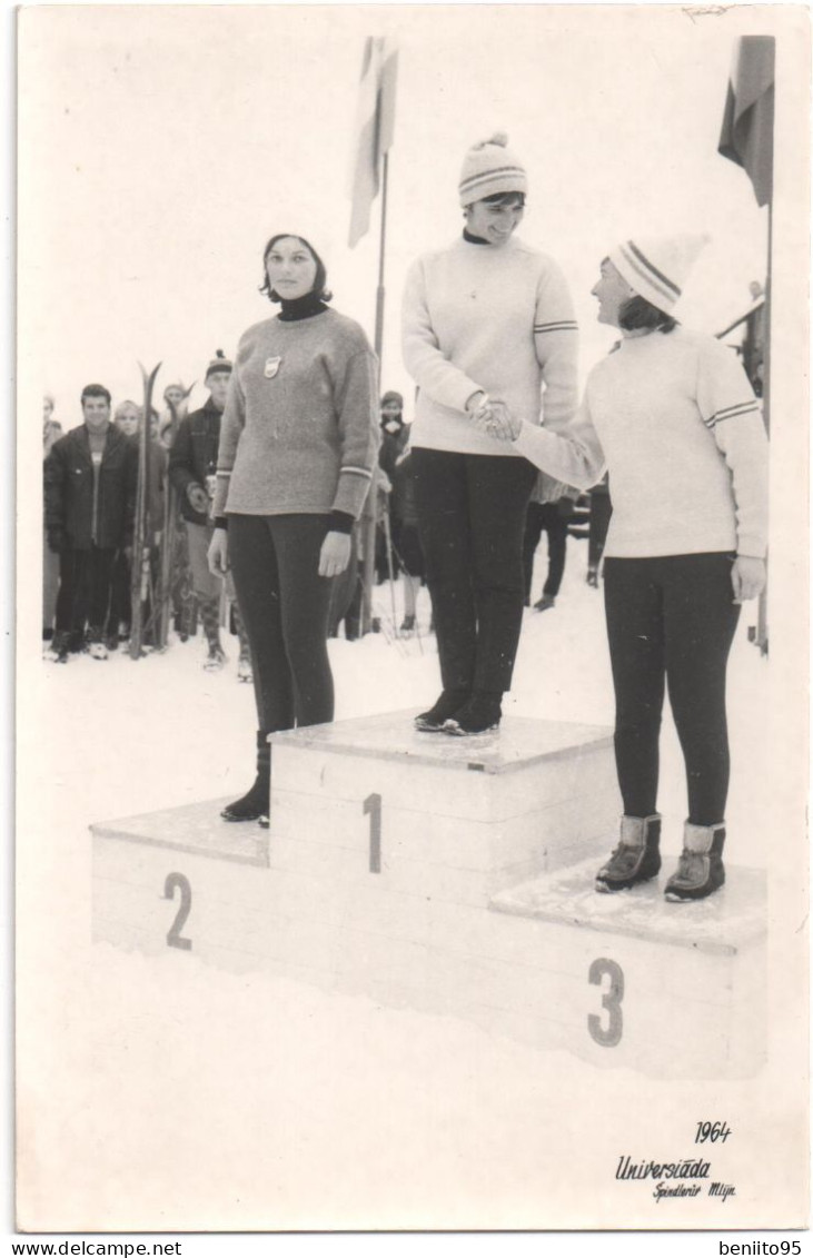 PHOTO ORIGINALE De SKI - Podium D'une Descente En 1964- 1ère Annie Famose. - Altri & Non Classificati