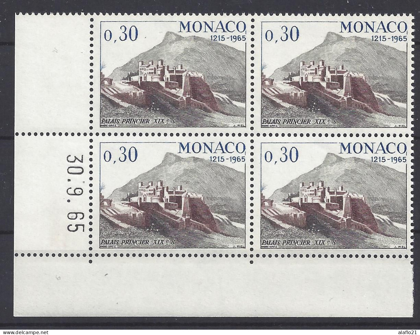 MONACO - N° 680 - 750e ANNIVERSAIRE PALAIS - Bloc De 4 COIN DATE - NEUF SANS CHARNIERE - 30/9/65 - Neufs