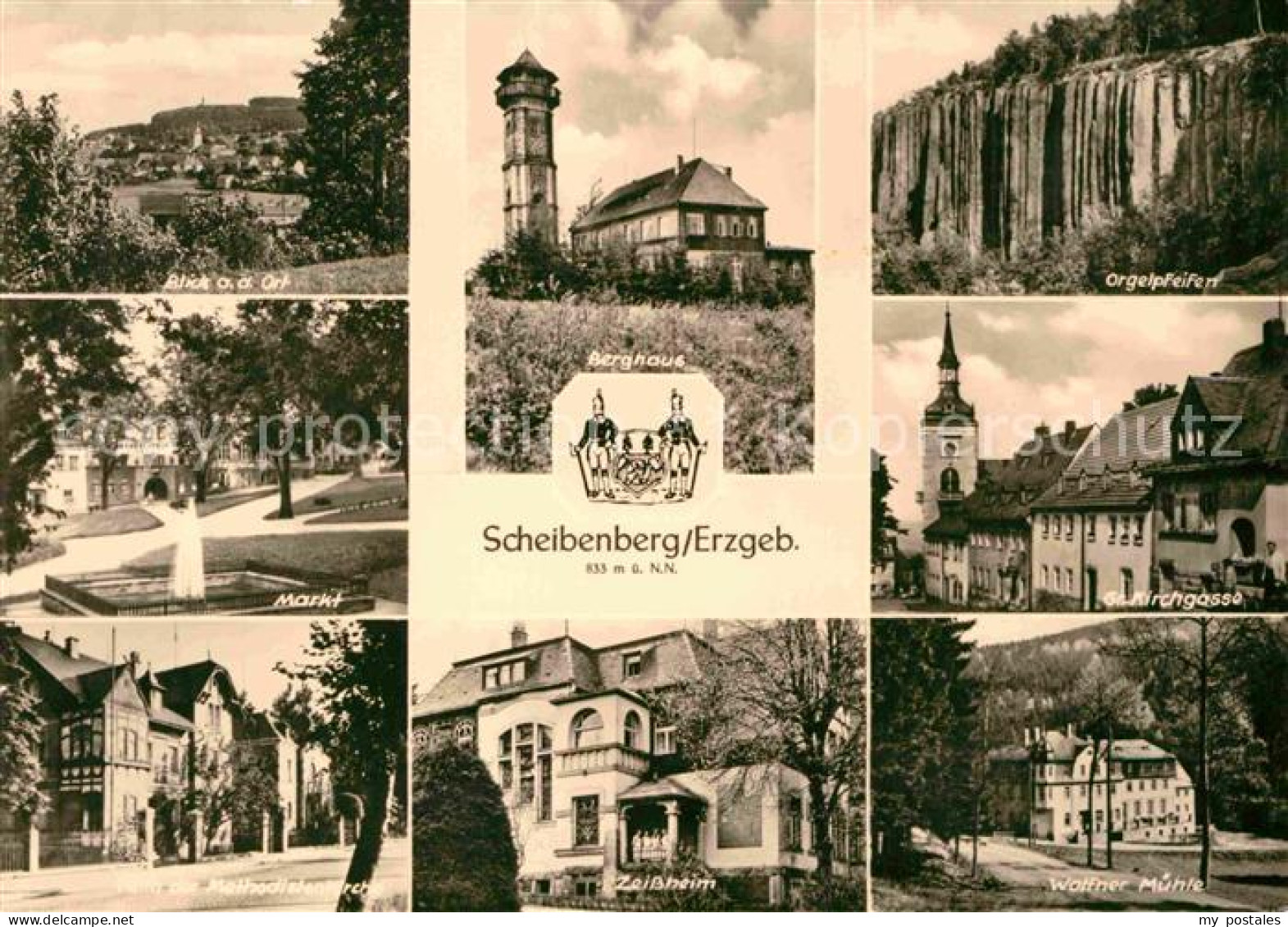 72705147 Scheibenberg Teilansicht Markt Zeissheim Kirchgasse Orgelpfeifen Scheib - Scheibenberg
