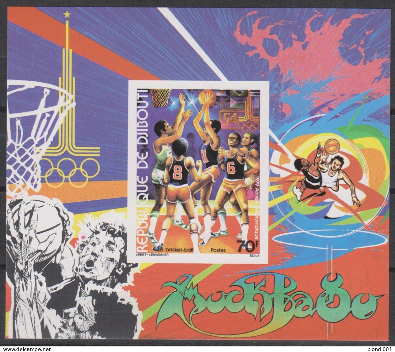 Olympics 1980 - SPACE - Basketball - DJIBOUTI - S/S Imperf. MNH - Verano 1980: Moscu