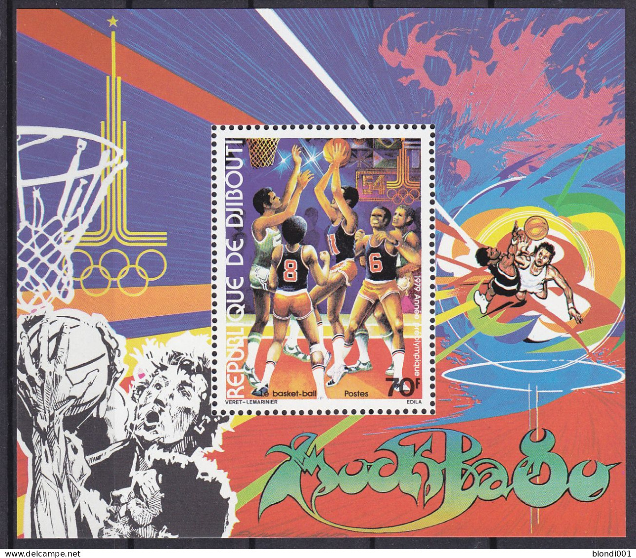 Olympics 1980 - SPACE - Basketball - DJIBOUTI - S/S Perf. MNH - Verano 1980: Moscu