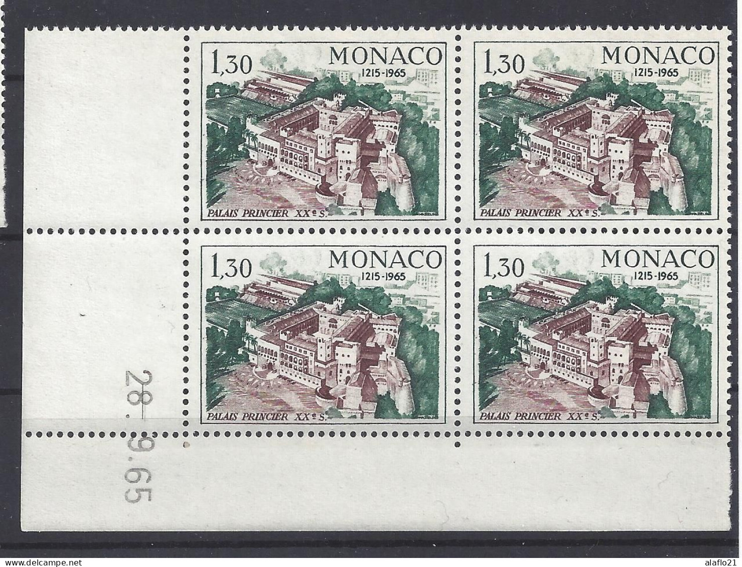 MONACO - N° 682 - 750e ANNIVERSAIRE PALAIS - Bloc De 4 COIN DATE - NEUF SANS CHARNIERE - 28/9/65 - Unused Stamps