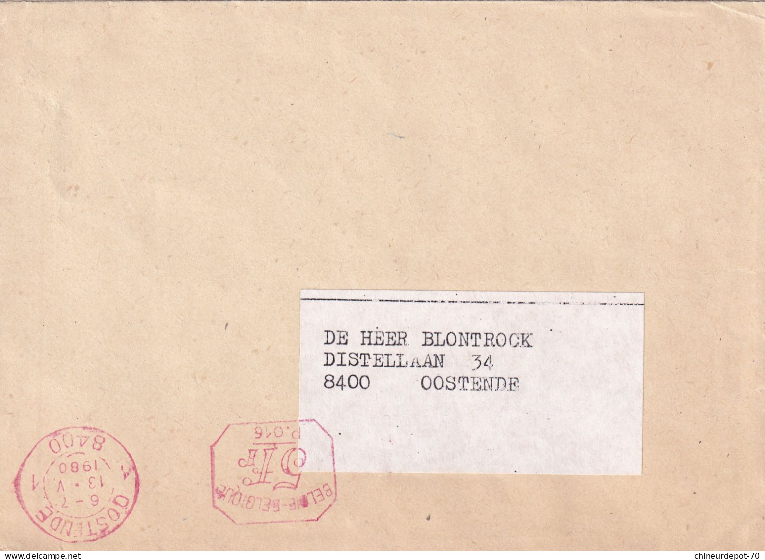 Cachet Oostende  1980 - Lettres & Documents