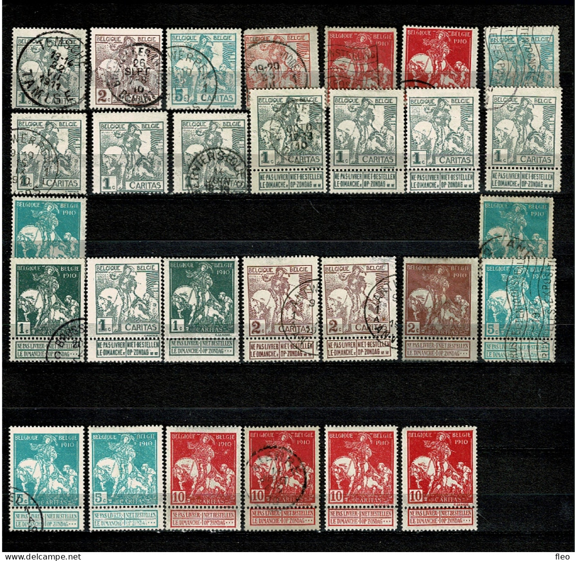 1910 Lot 29 Timbres ° & * : L'exposition Internationale De Bruxelles - 1910-1911 Caritas