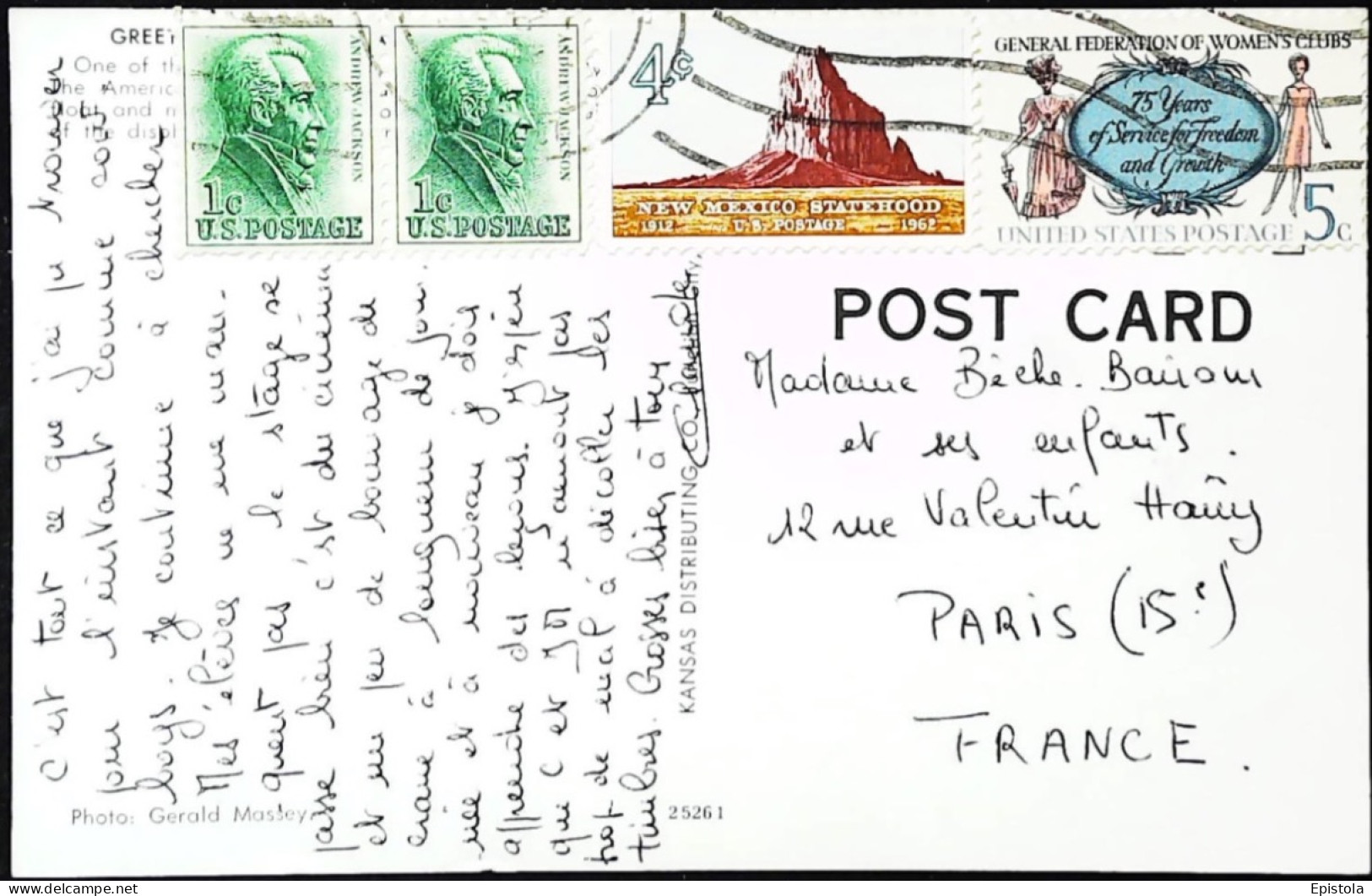 ► United States 1966 Women's Rights 5c & New Mexico Statehood Used On POst Card KANSAS Parade To FRANCE - Storia Postale