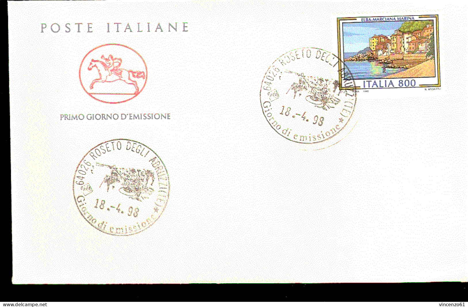 1998 ANNULLO FDC Turistica. 25ª Serie. ELBA MARCIANA MARINA - Otros & Sin Clasificación