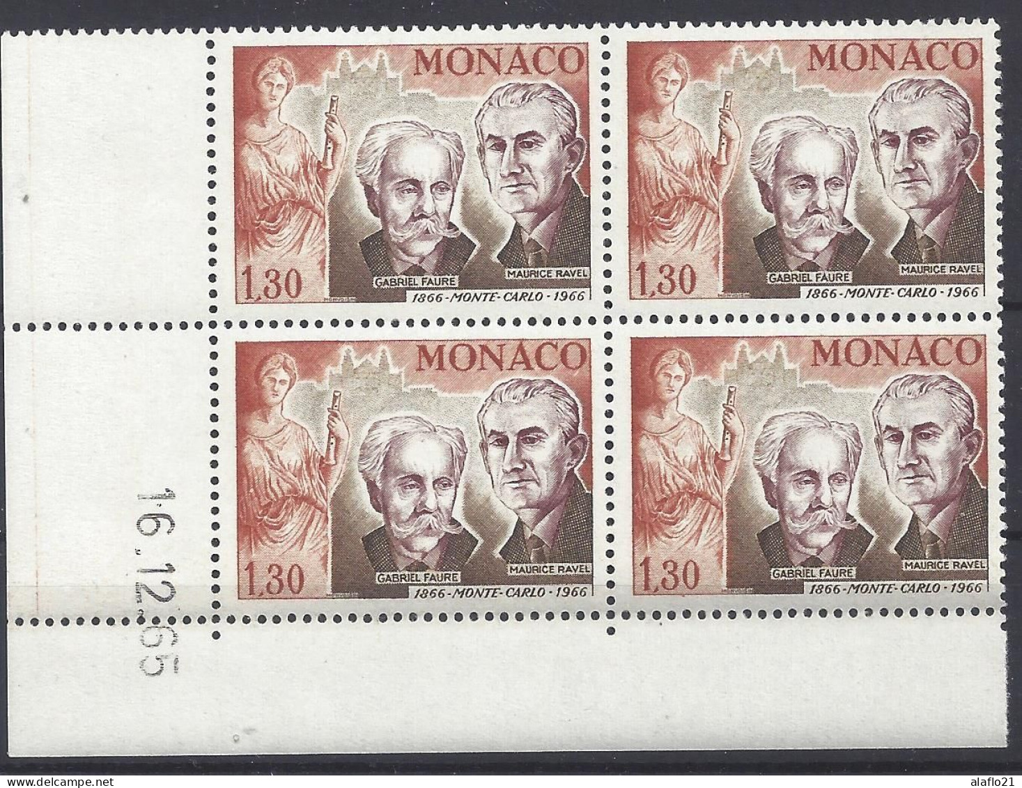 MONACO - N° 697 - FAURé Et RAVEL - Bloc De 4 COIN DATE - NEUF SANS CHARNIERE - 16/12/65 - Nuevos