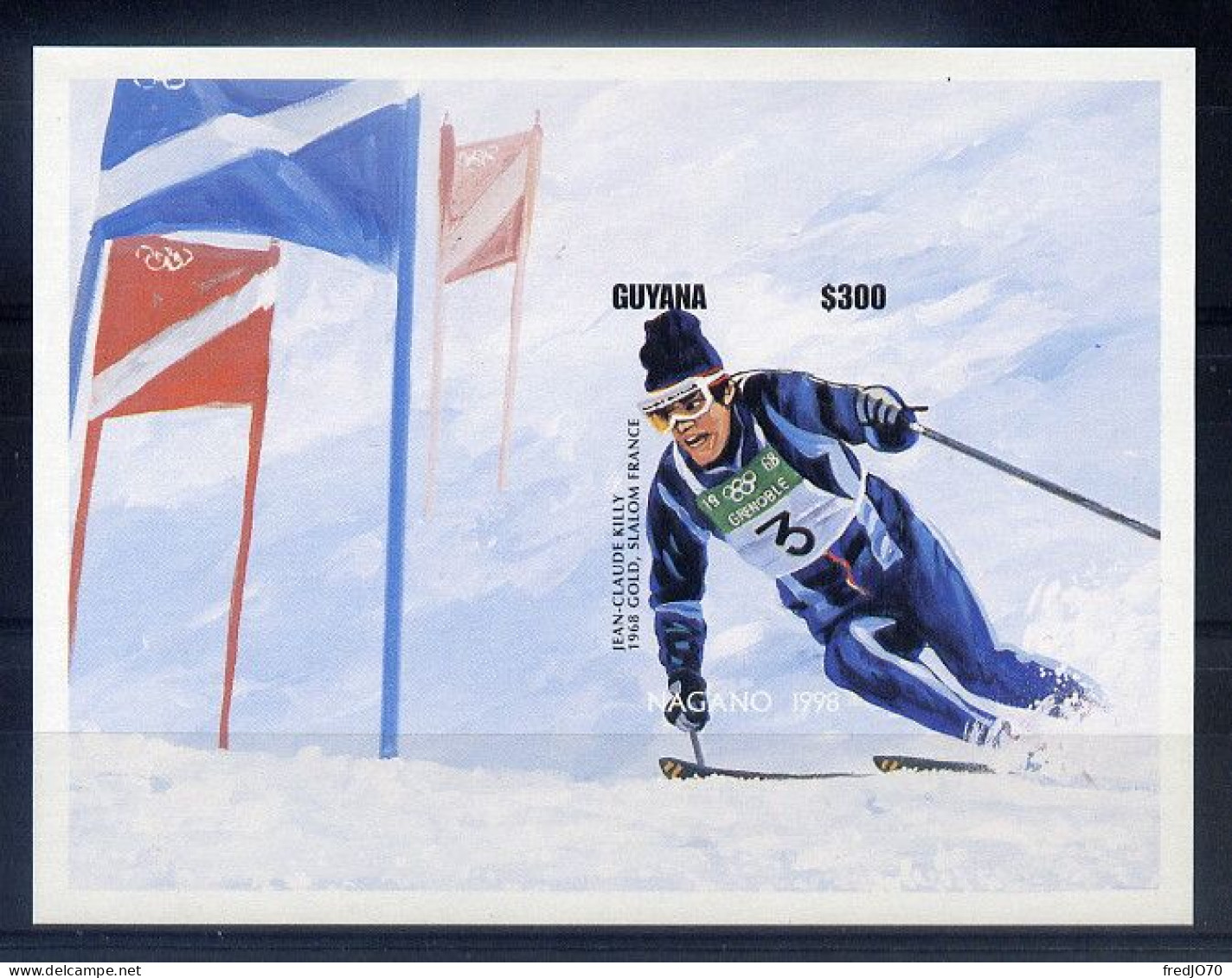 Guyana Bloc Ski Non Dentelé Imperf JO 98 ** - Hiver 1998: Nagano