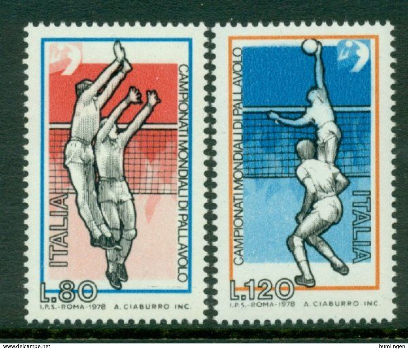 ITALY 1978 Mi 1624-25** Volleyball World Championships [B325] - Volleyball