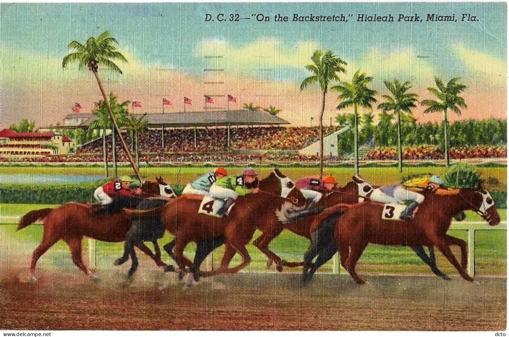 MIAMI (Floride) "On The Backstretch", Hialeah Park. D.C. 32, Envoi 1953 - Miami