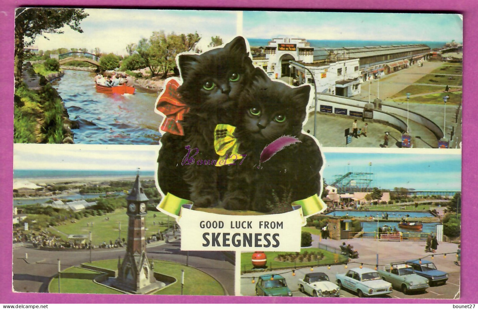 CPA ANGLETTERRE UK - GOOD LUCK FROM SKEGNESS Black Cat Chat Katze Waterway Pier Clock Tower Waterway - Sonstige & Ohne Zuordnung