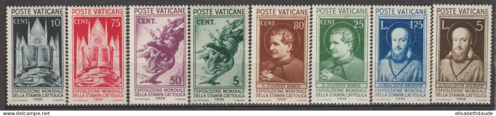 VATICAN - 1936 ANNEE COMPLETE - YVERT 72/79 * MH - COTE = 120 EUR. - Unused Stamps