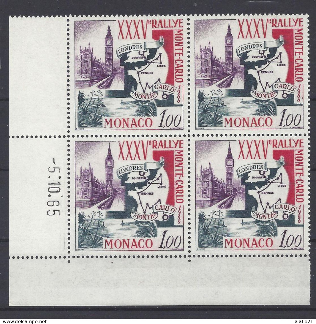 MONACO - N° 689 - 35ème RALLYE - Bloc De 4 COIN DATE - NEUF SANS CHARNIERE - 5/10/65 - Ungebraucht