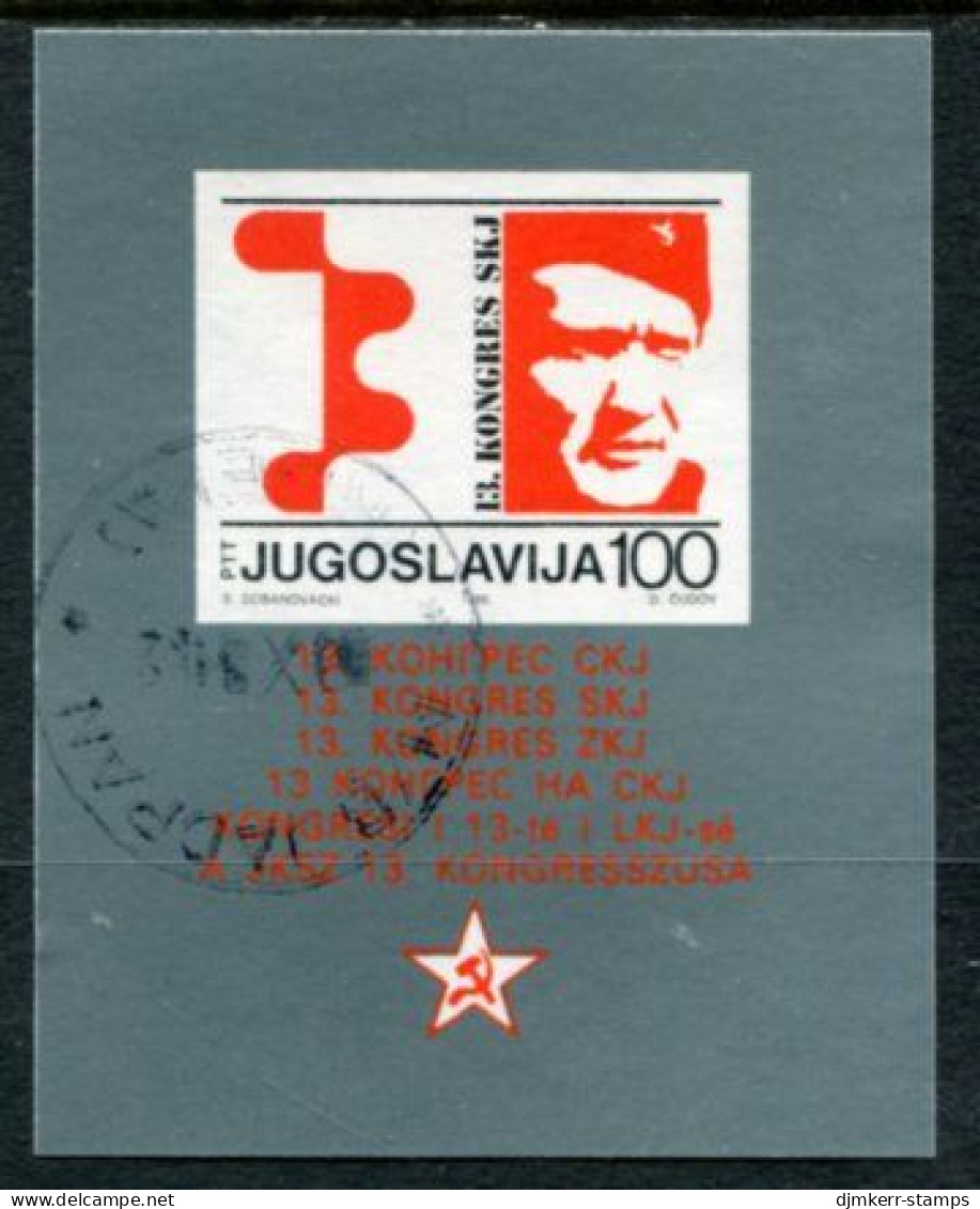 YUGOSLAVIA 1986 Communist League Congress Block Used.  Michel Block 29 - Usati