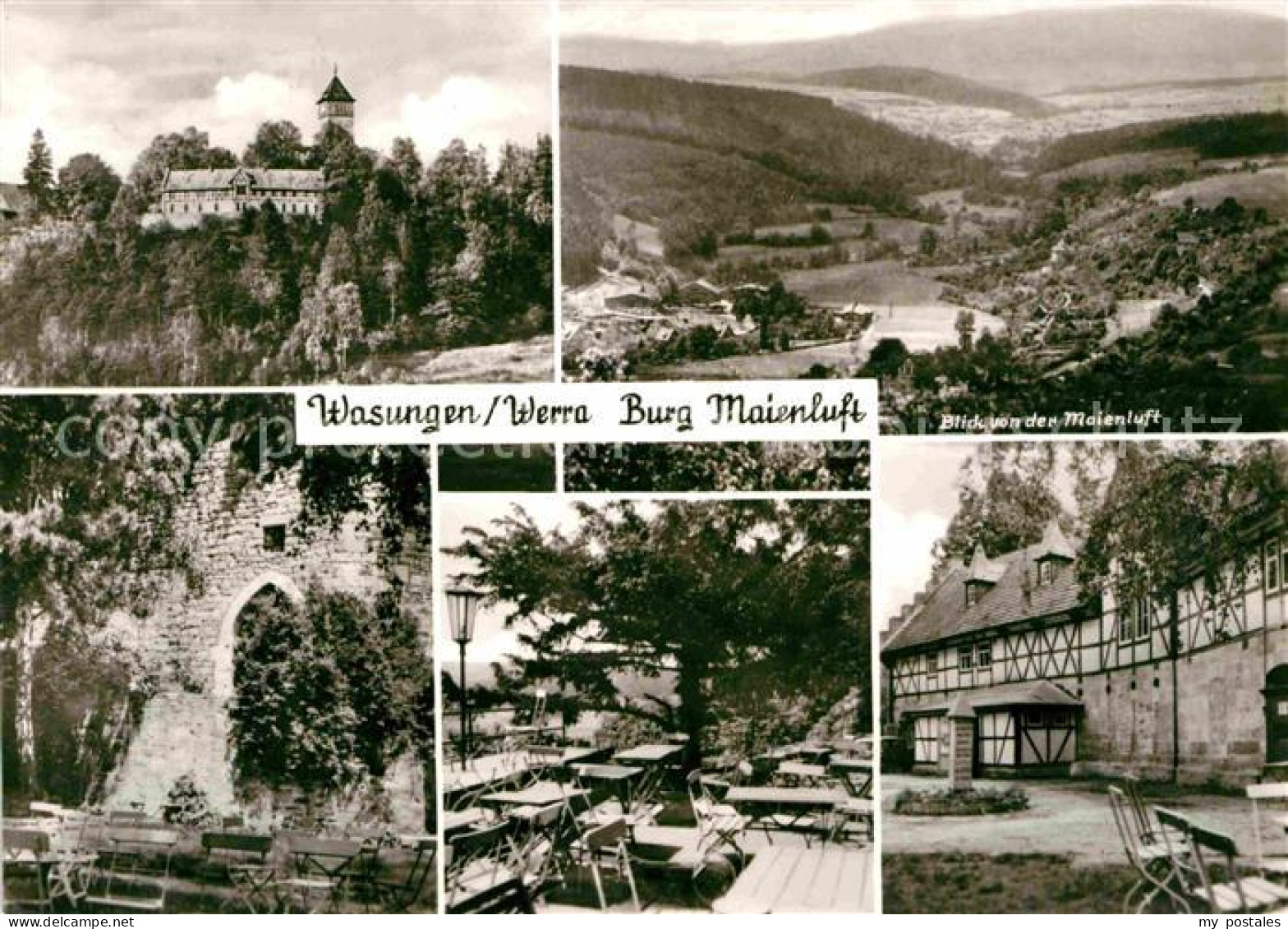 72703622 Wasungen Burg Maienluft Gaststaette Terrasse Landschaftspanorama Wasung - Wasungen