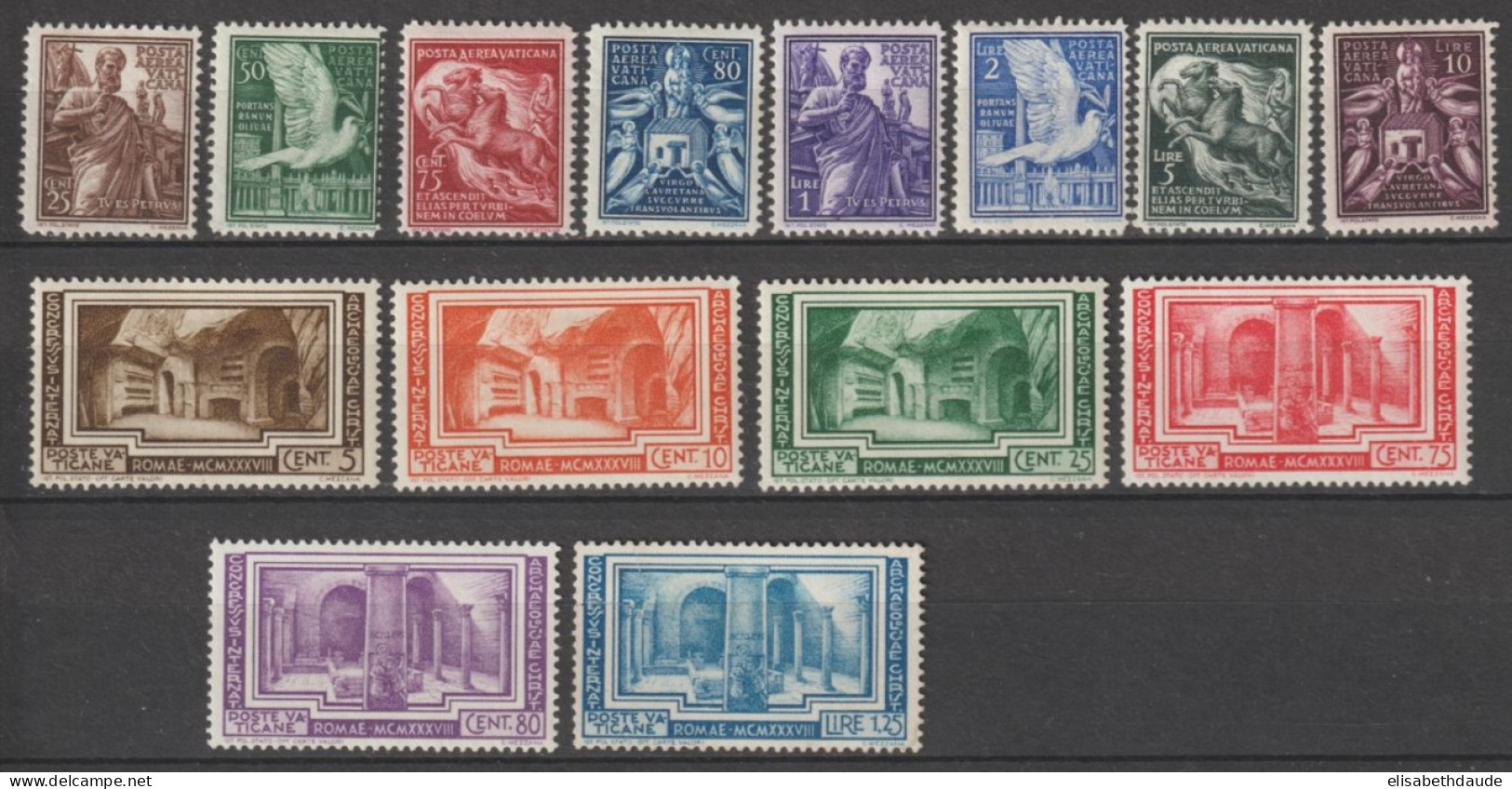 VATICAN - 1938 ANNEE COMPLETE AVEC POSTE AERIENNE - YVERT N°80/85 + A/8 * MLH - COTE = 83 EUR. - Unused Stamps