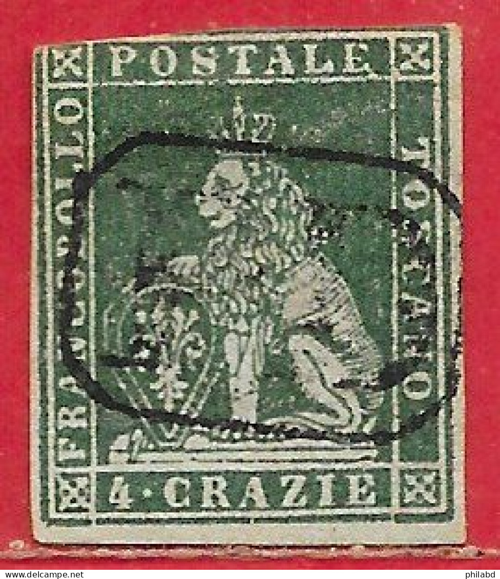 Toscane N°6 4c Vert 1851 O - Toskana