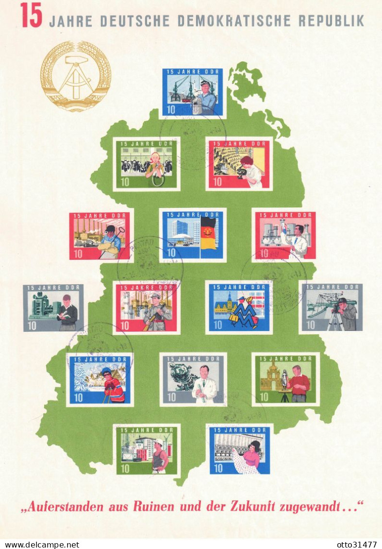 DDR 1964 - 15 Jahre DDR, Block 19, Gestempelt / Used - 1950-1970