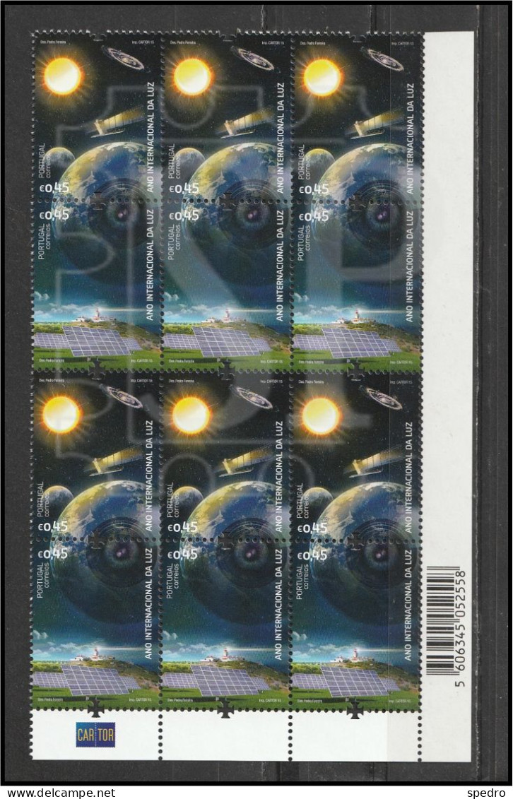 Portugal Ano Internacional Luz 2015 Light International Year Corner Sheet Conta De Folha Código Barras Space - Full Sheets & Multiples