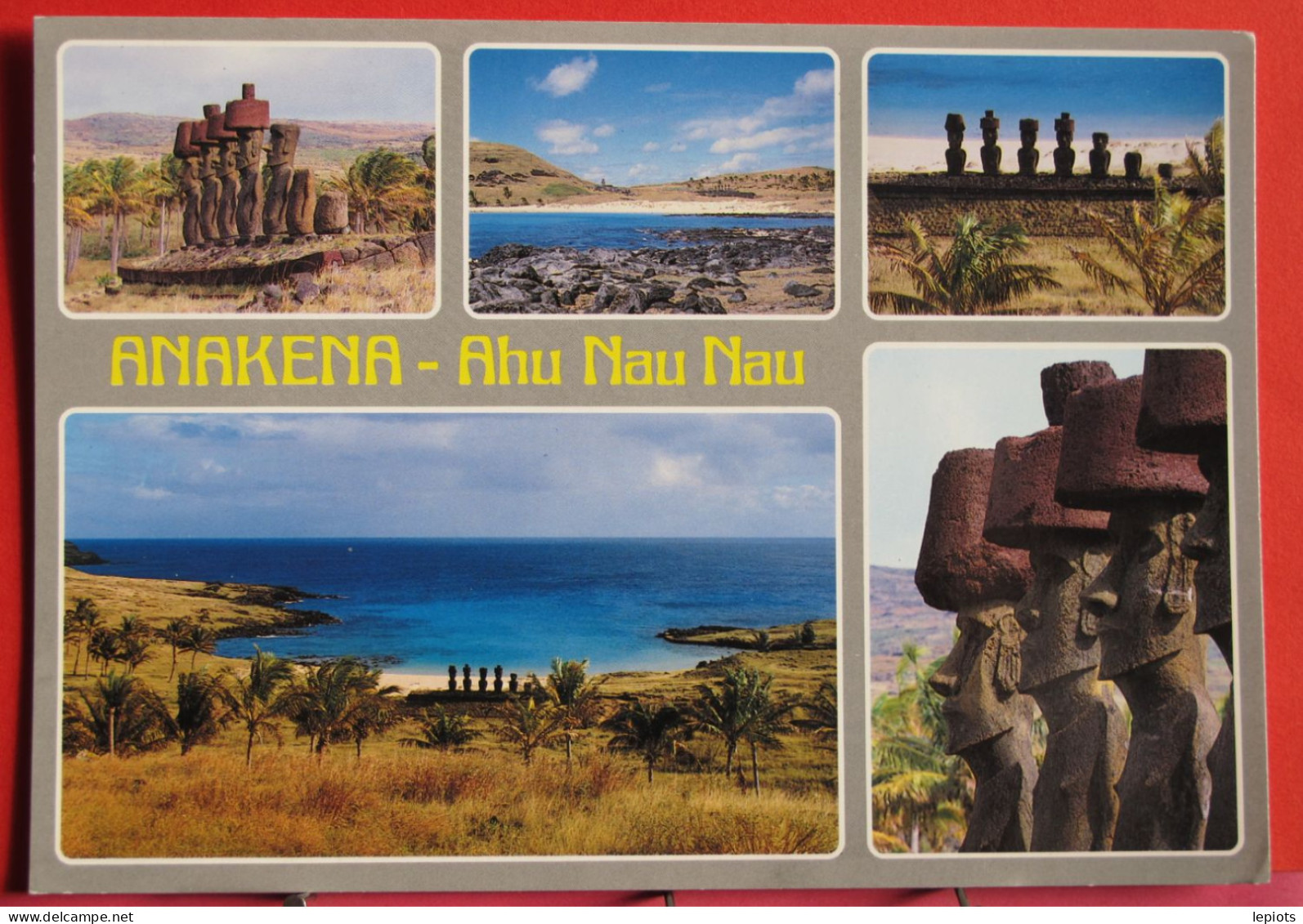 Visuel Très Peu Courant - Polynésie Chili - Rapa Nui - Isla De Pascua - Anakena - Ahu Nau Nau - Rapa Nui
