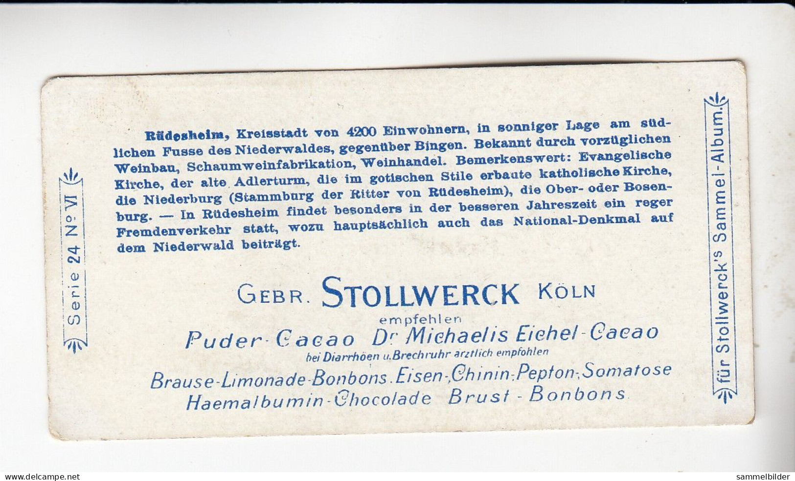 Stollwerck Album No 1  Rhein - Ansichten Rüdesheim     Gruppe 24 # 6 Von 1897 - Stollwerck