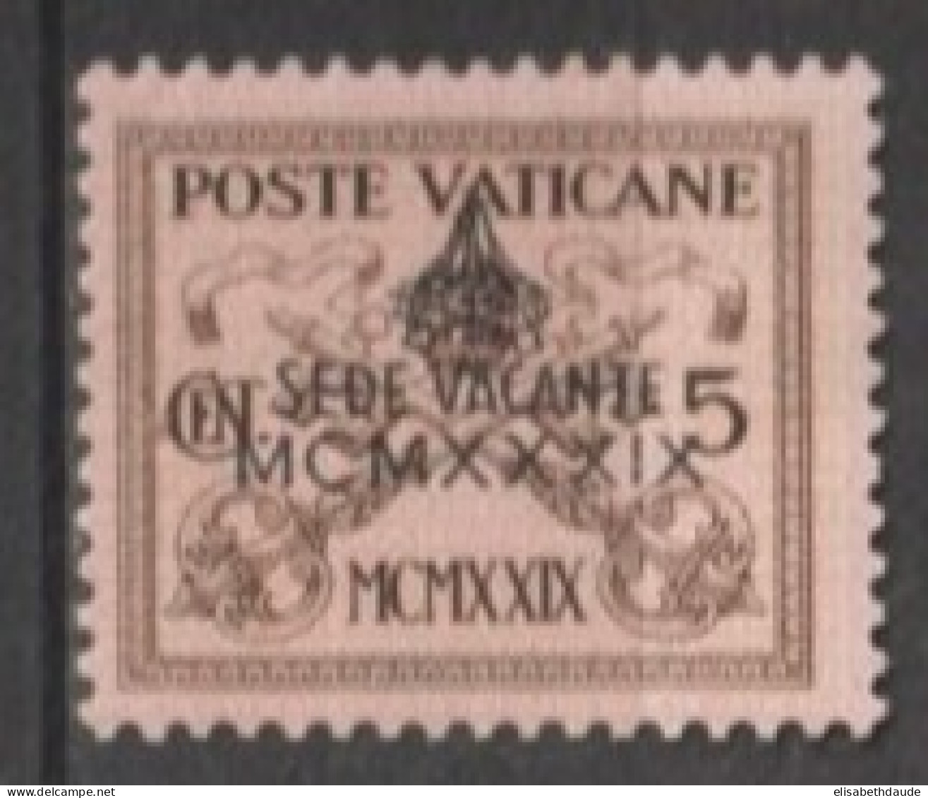 VATICAN - 1939 SEDE VACANTE - YVERT N°85A * MLH - COTE = 45 EUR. - Nuovi