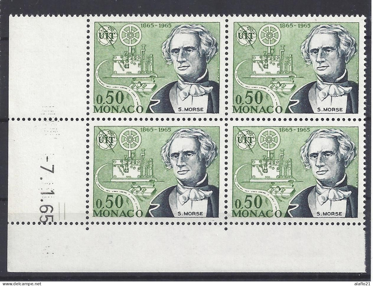 MONACO - N° 670 - CENTENAIRE De L'U.I.T. - Bloc De 4 COIN DATE - NEUF SANS CHARNIERE - 7/1/65 - Unused Stamps